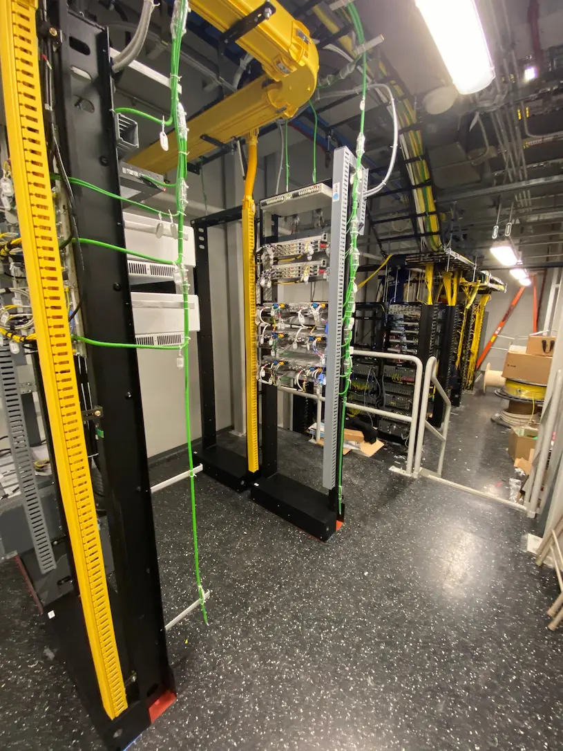 Newly installed telecom equipment racks